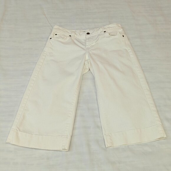 David Kahn Jeanswear Size 27 Winter White Wide Legged Capris - Picture 1 of 14